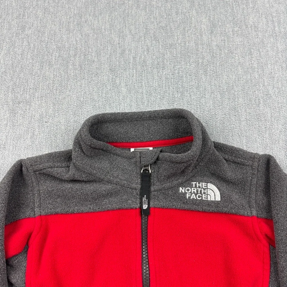 The North Face Jacket Toddler‎ Kids 3T Red Gray Fleece Full Zip Outdoor Gorpcore